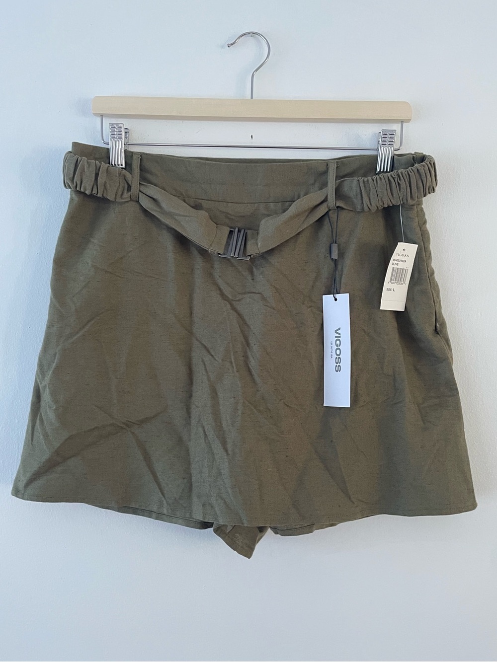 Vigoss Belted Linen Blend Skort Size L